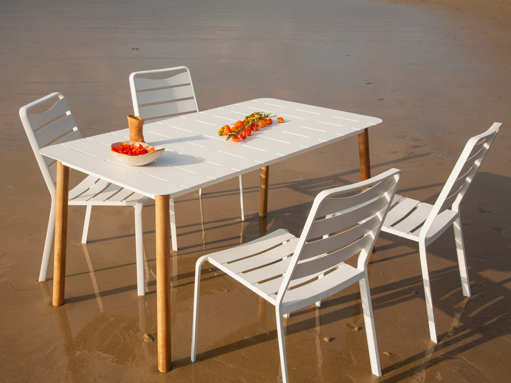 Ensemble repas d'extérieur SPRING pour 4 personnes, couleur BLANC