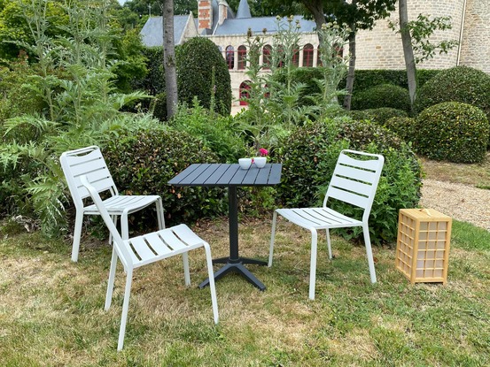Set bistro d'extérieur SPRING pour 4 personnes, alu, ANTHRACITE/BLANC