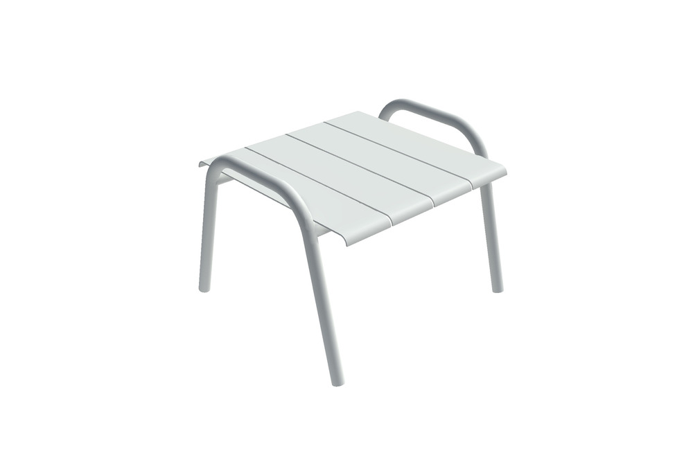 Table basse, repose-pieds, ottoman d'extérieur FLEOLE en aluminium, GRIS PERLE