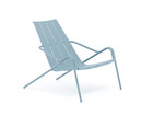 2 fauteuils lounge empilables FLEOLE en aluminium, couleur BLEU PIGEON