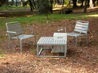 Salon de jardin SPRING de 4 pieces, aluminium et ecotop, GRIS PIERRE/BLANC