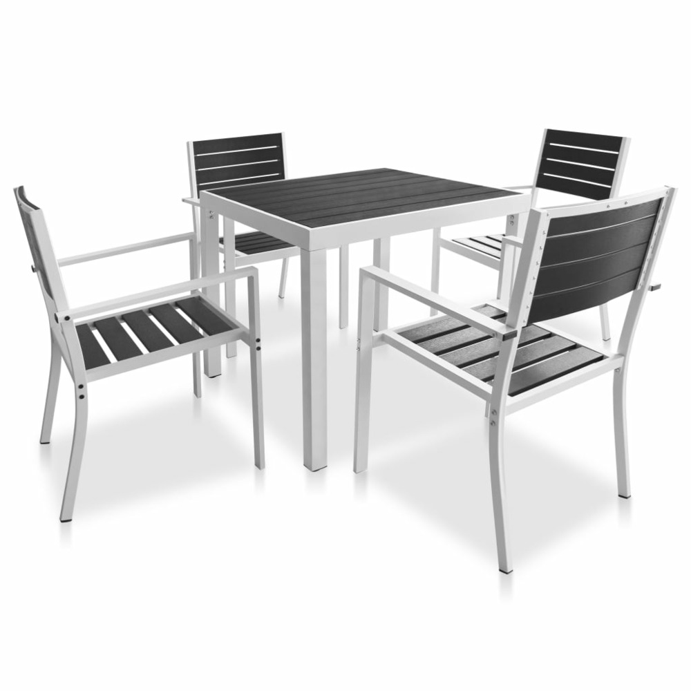 Meuble d'extérieur 5 pcs dessus de table en wpc aluminium noir