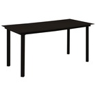 Table à dîner de jardin noir 150x80x74 cm acier et verre