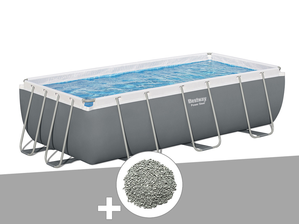 Kit piscine tubulaire  power steel rectangulaire 4,04 x 2,01 x 1,00 m + 10 kg de
