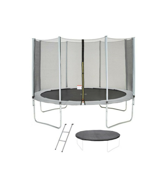 Trampoline maxi eco ø 360 cm gris - filet, echelle, couverture de protection
