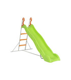 Toboggan linou de 2,63m de glisse , coloris vert avec 3 echelons anti-dérapants coloris orange, structure métal coloris gris.