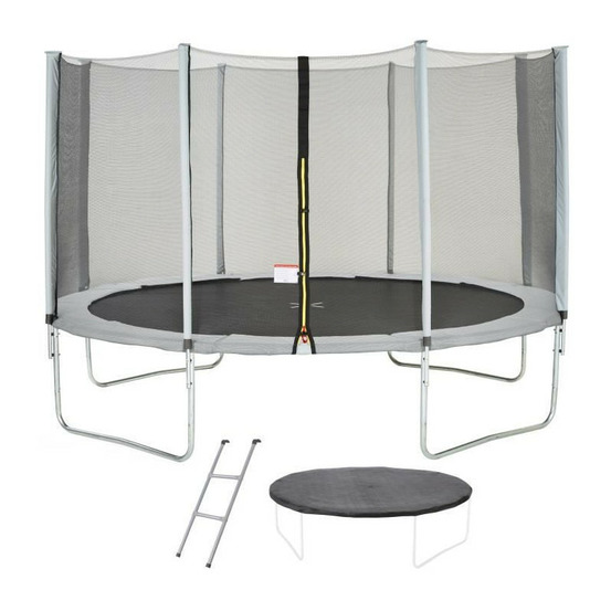 Trampoline maxi eco u00d8 430 cm gris - avec filet, echelle, couverture de protection