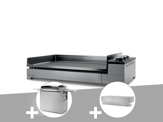 Plancha gaz premium 75 inox avec chariot et couvercle