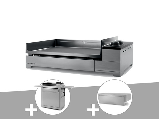 Plancha gaz premium 60 inox avec chariot et couvercle