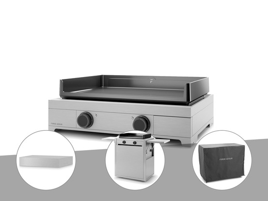 Plancha électrique modern 60 inox avec couvercle, chariot et housse