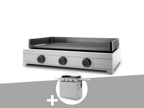 Plancha gaz modern 75 inox avec chariot