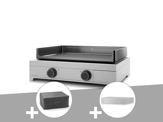 Plancha électrique modern 60 inox avec housse et couvercle