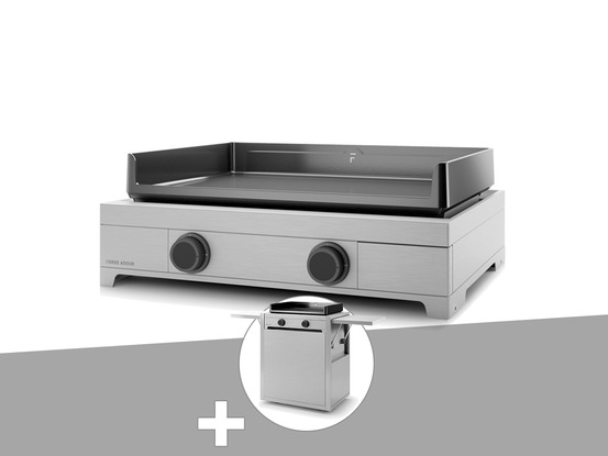 Plancha gaz modern 60 inox avec chariot