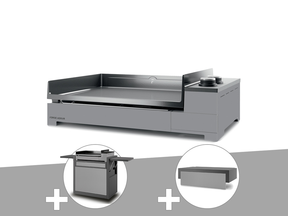 Plancha gaz premium 60 acier avec chariot et couvercle