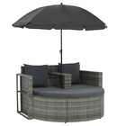 Canapé de jardin 2 places avec coussins et parasol gris