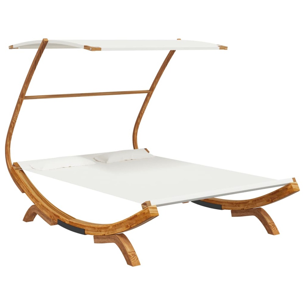 Lit repos avec auvent 165x203x138 cm bois courbé massif crème