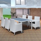 Salon de jardin en polyrotin blanc 1 table et 6 chaises
