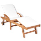 Chaise longue avec coussin bois de teck solide