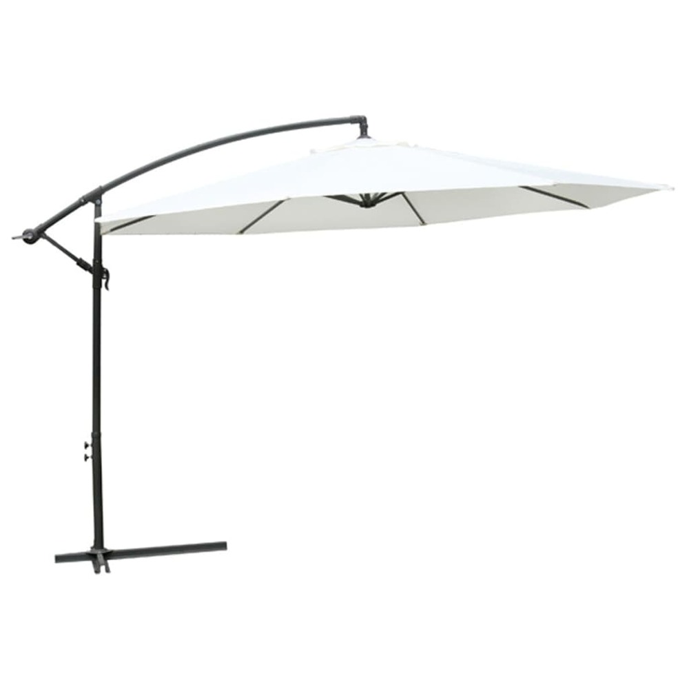 Parasol déporté rond 350 cm blanc en aluminium