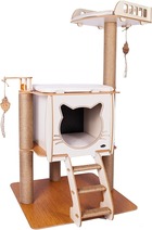 Arbre à chat vip avec dôme griffoir escalier jouet 107cm (beige)