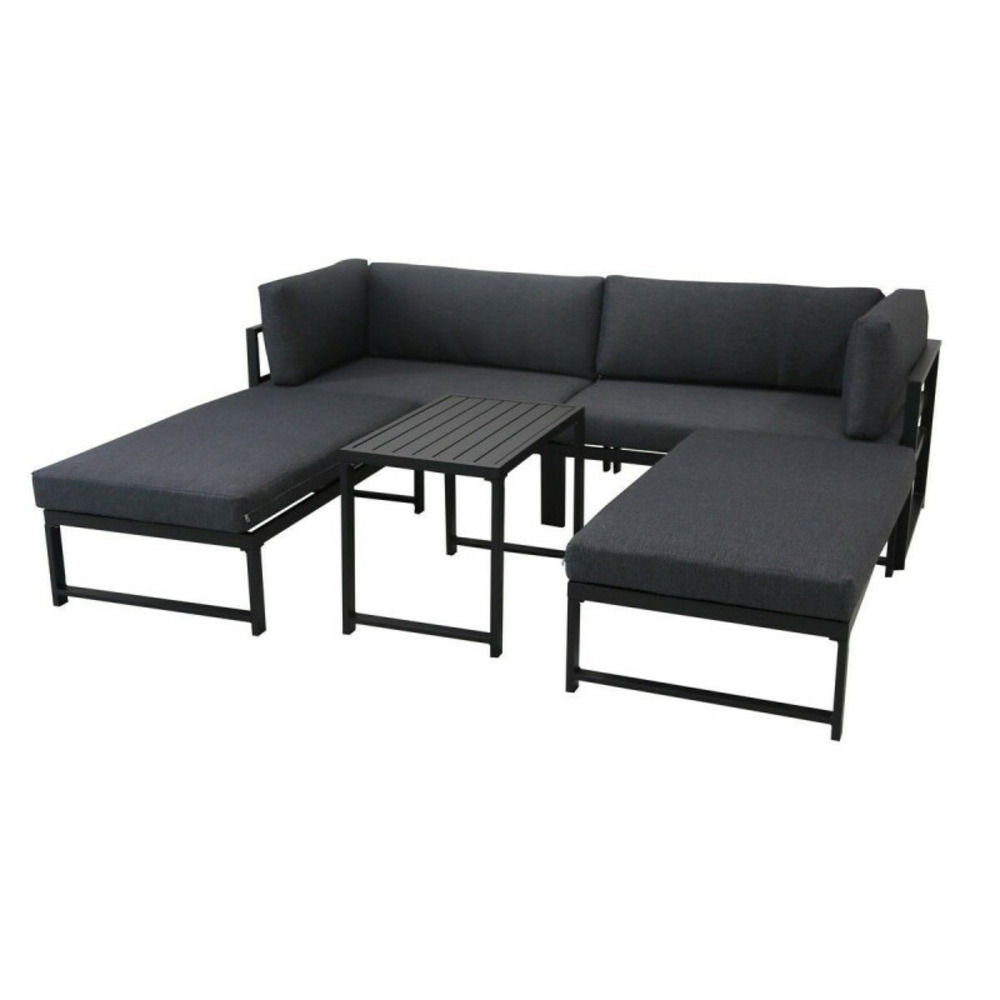 Salon de jardin modulable 2 places en aluminium gris anthracite maria