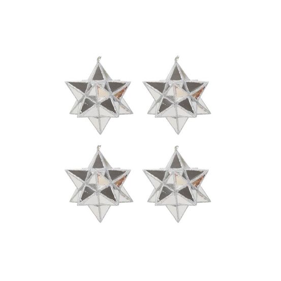 Lot de 4 etoiles de noël en pvc argenté 7 cm