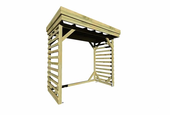 Abri bûches en bois - 2,8m2 - 2,15x1,31m - pin sylvestre traité autoclave - surface int : 1,8m2 | 3 stères