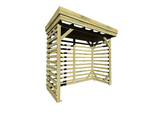 Abri bûches en bois - 2,8m2 - 2,15x1,31m - pin sylvestre traité autoclave - surface int : 1,8m2 | 3 stères