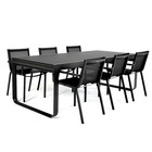 Ensemble table et chaises d'extérieur 6 places aluminium gris anthracite