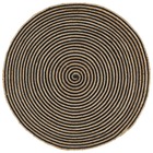 Tapis fait à la main jute avec design de spirale noir 150 cm