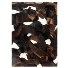 Tapis poil cuir véritable patchwork 120x170cm noir/blanc/marron