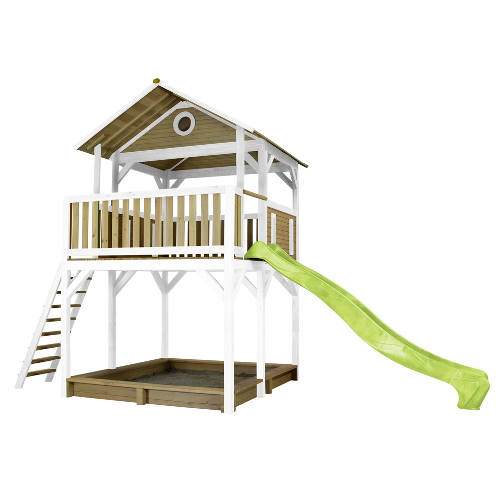 Axi woody maison enfant avec bac à sable & toboggan vert clair
