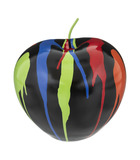 Pomme décorative en résine noire et peint trash h 17,8 cm