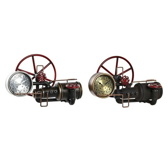 Horloge de table argenté doré fer vintage 40 x 20 x 26 cm (2 unités)