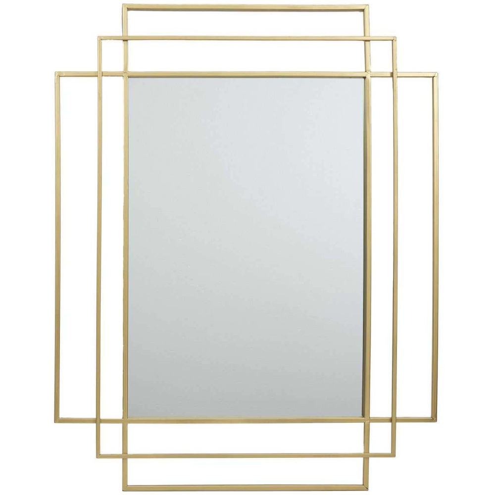 Miroir art déco en métal doré 93 x 73 x 5 cm