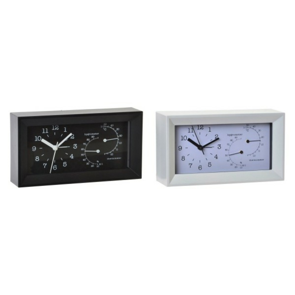 Horloge de table  réveil blanc noir plastique (2 pcs) (20 x 5.5 x 11 cm)