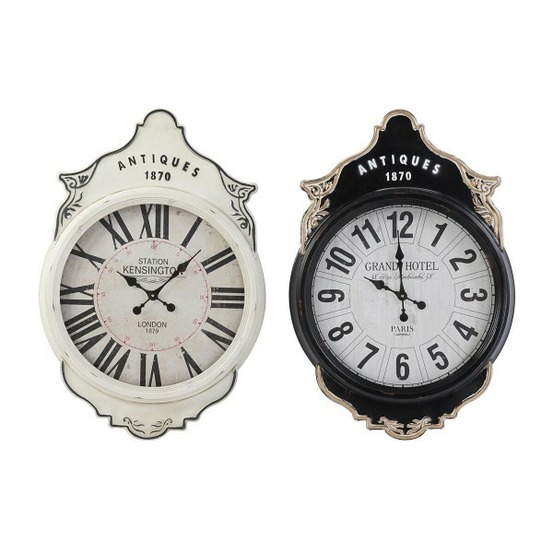 Horloge murale blanc noir verre fer 61 x 6 x 89 cm (2 unités)