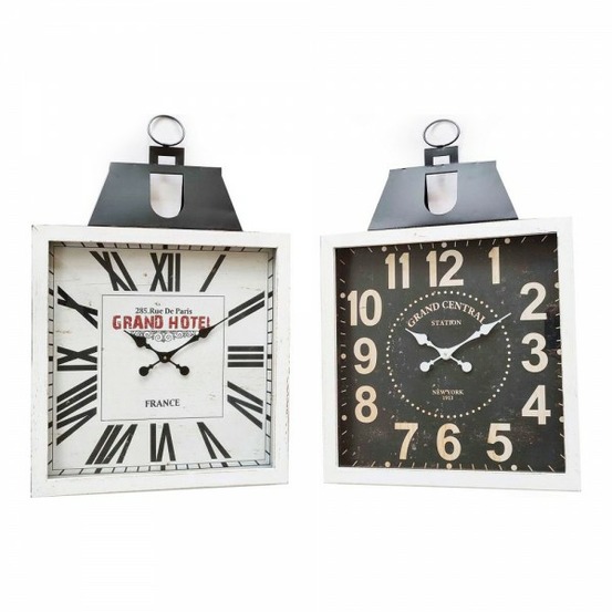 Horloge murale 60 x 6 x 89 cm verre noir blanc fer traditionnel bois mdf (2 unités)