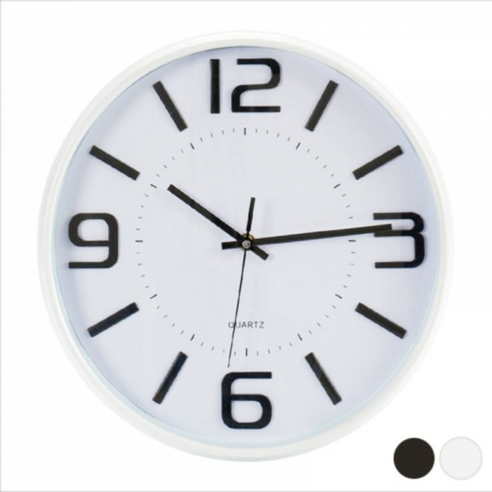 Horloge murale blanc noir et blanc verre plastique (33 x 4 x 33 cm)