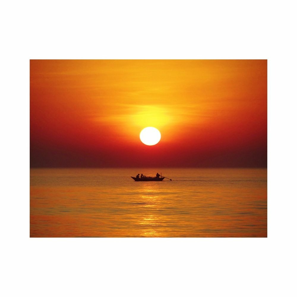 Papier peint - bateau de pêche au coucher de soleil 400x309 cm
