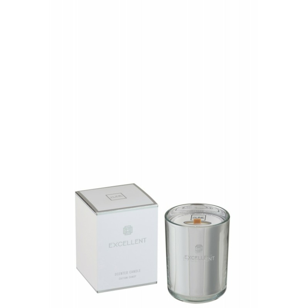 Bougie parfumée 50h dans pot en verre argent 9x9x12 cm