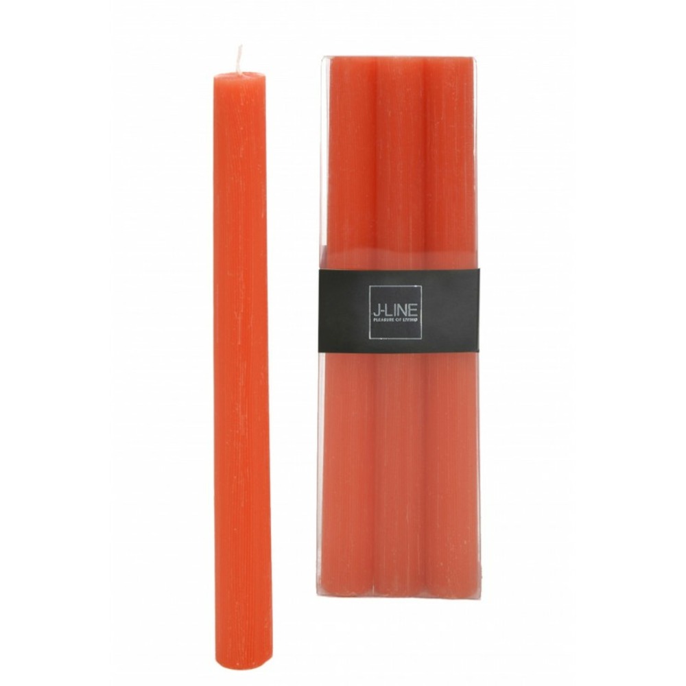Boite de 6 bougies 13h en paraffine orange 7x4.5x24 cm