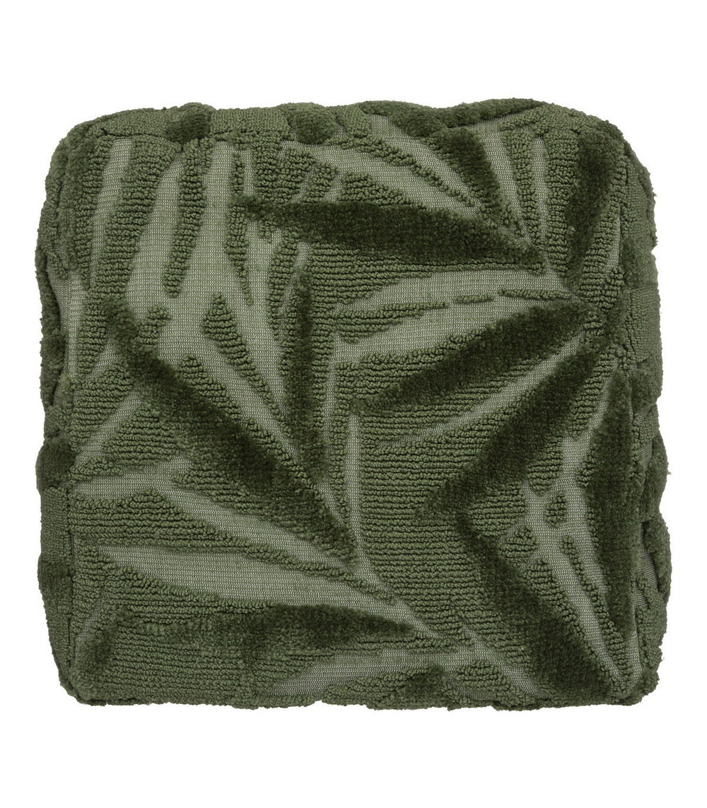 Coussin de sol en coton vert motifs tuftés 48 x 48 cm
