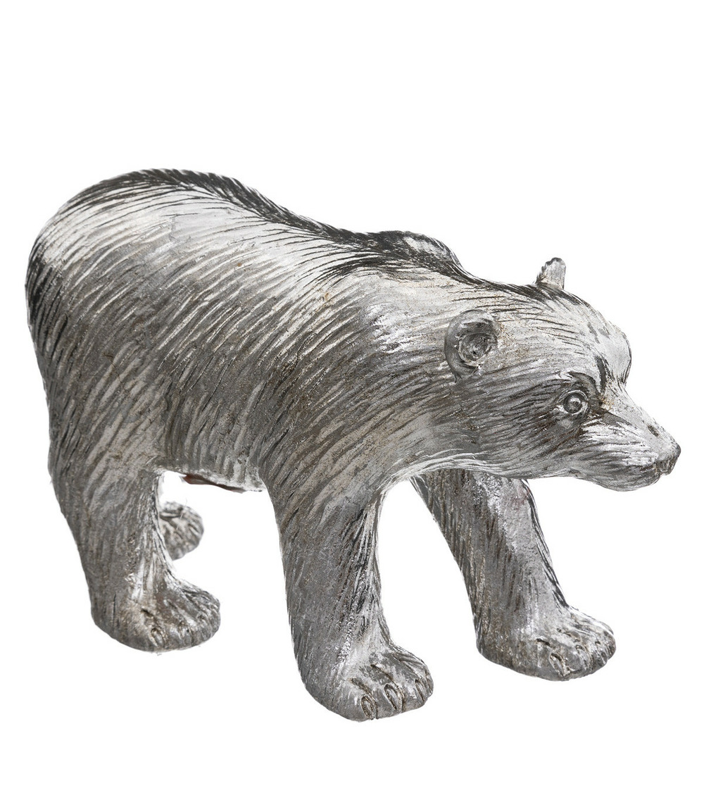 Déco de noël ours argent en résine 19.8 x 11.7 cm