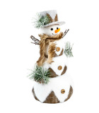 Déco intérieur bonhomme de neige avec chapeau et fourrure h 42 cm
