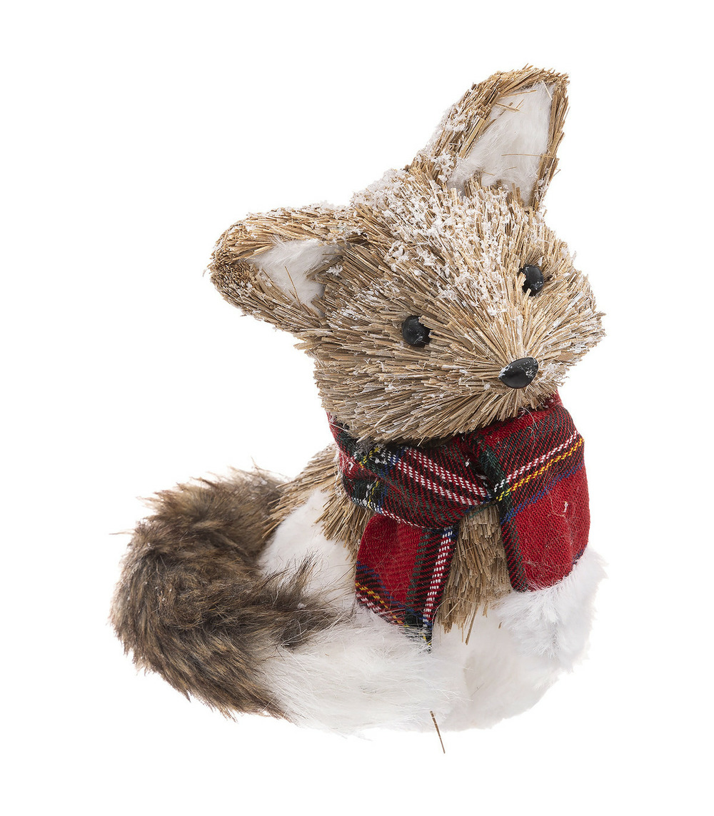 Déco de noël renard avec écharpe 17 x 20 cm