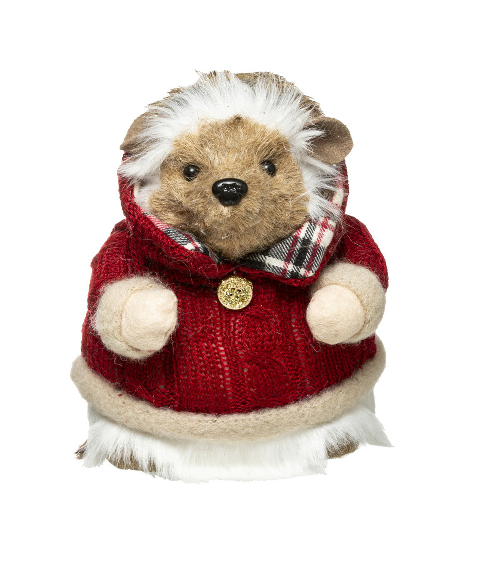 Déco de noël monsieur hérisson en pull rouge h 17 cm | Truffaut