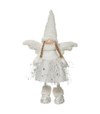 Déco de noël poupée ange blanc en jupe étoilée et bonnet h 42 cm