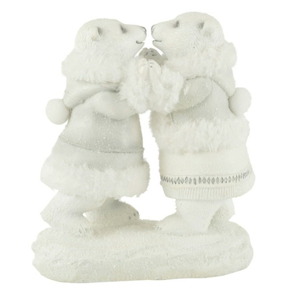 Couple d'ours polaire en résine blanc 9.5x17x20.5 cm