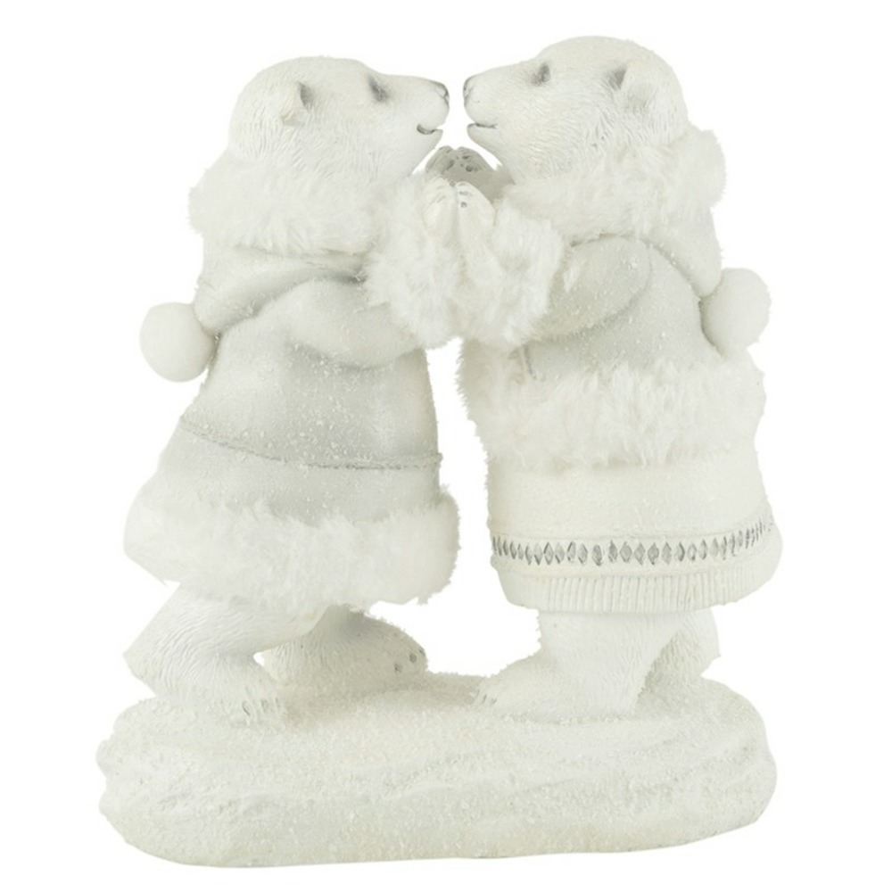 Couple d'ours polaire en résine blanc 9.5x17x20.5 cm